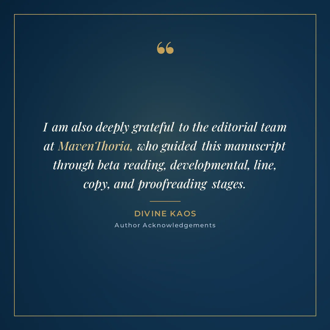 Author acknowledgement from Divine Kaos
